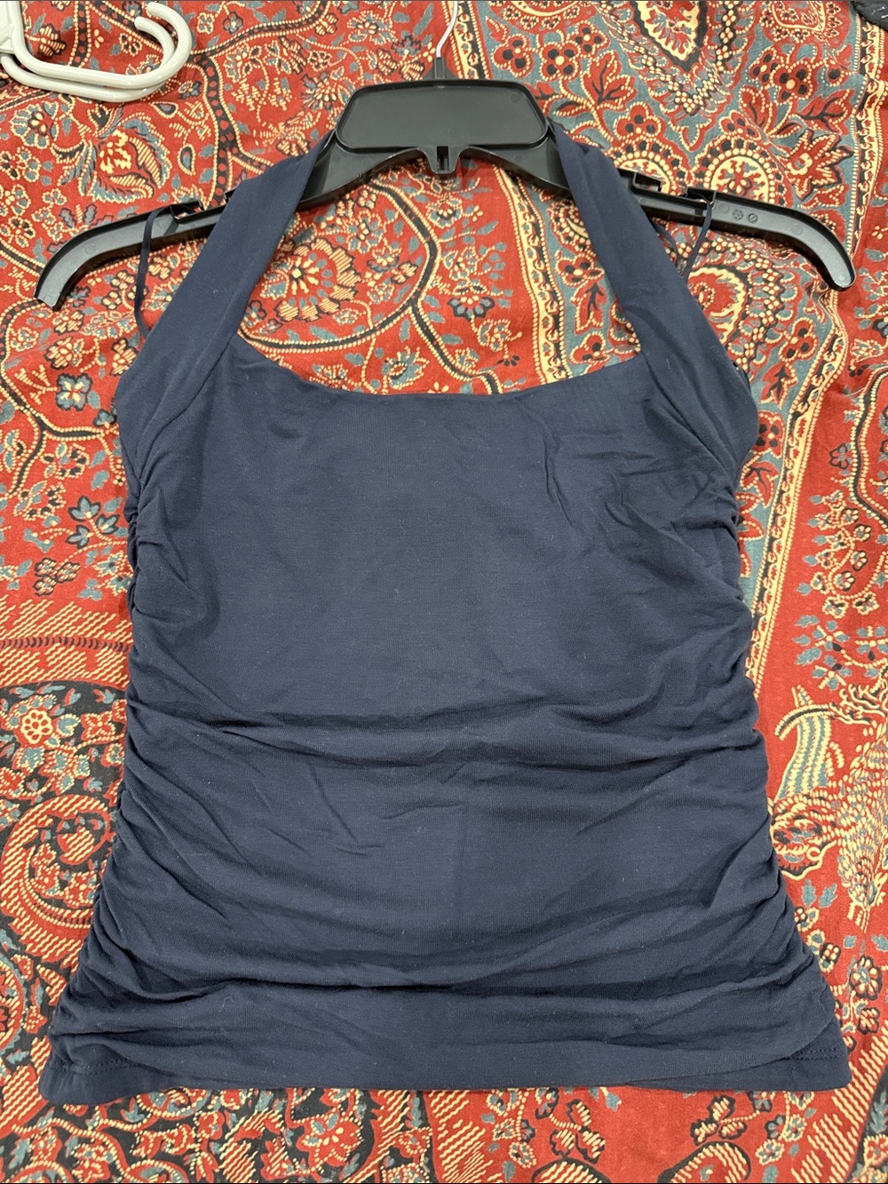 Women’s Aritzia Wilfred Navy Halter Tank Top Ruched Sides